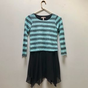 Blue & Black Stripped Long Sleeve Dress